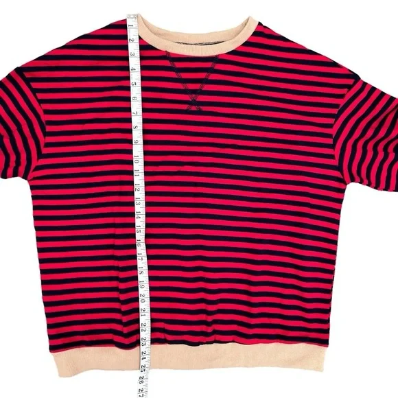 NWT Labolliy Women’s Red Striped Oversized Sweatshirt - Picture 11 of 16